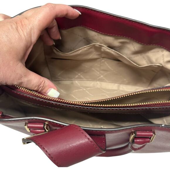 Michael Kors Mindy MD EW Satchel + Carryall Wallet in Burgundy - Picture 10 of 14